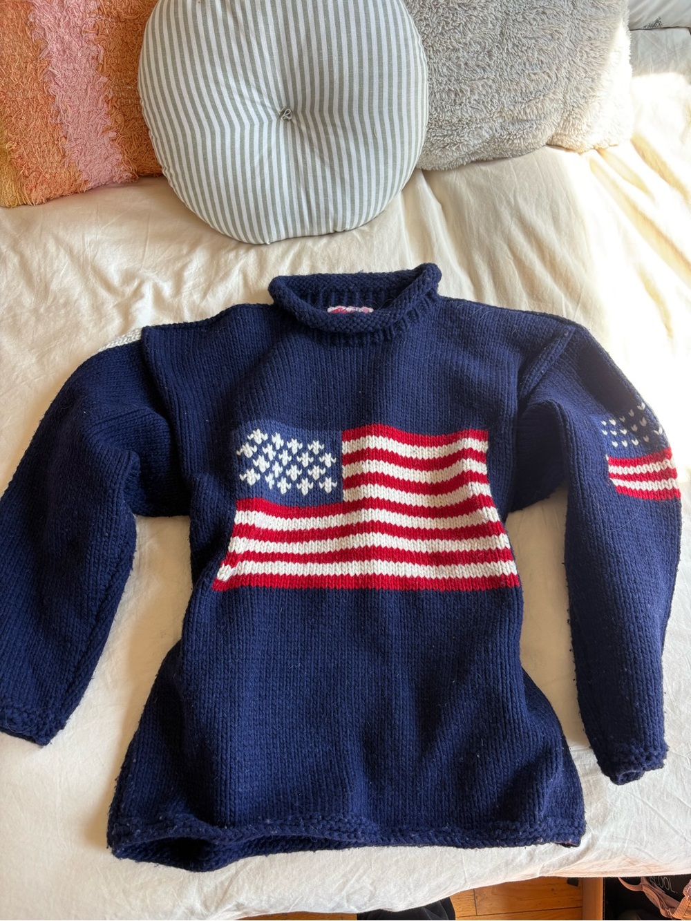 100% Wool Navy Flag Roll Neck Sweater